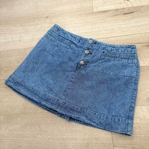 Xhilaration Women's sz 9 Denim Blue Jean Mini Skirt w/ Built in Shorts VTG Y2K